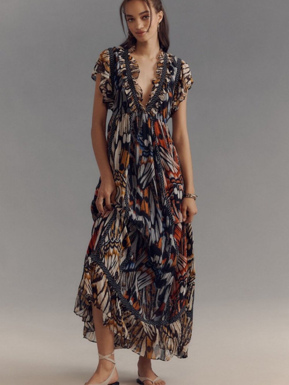 Short sleeve, v-neck midi dress, Maeve, size L